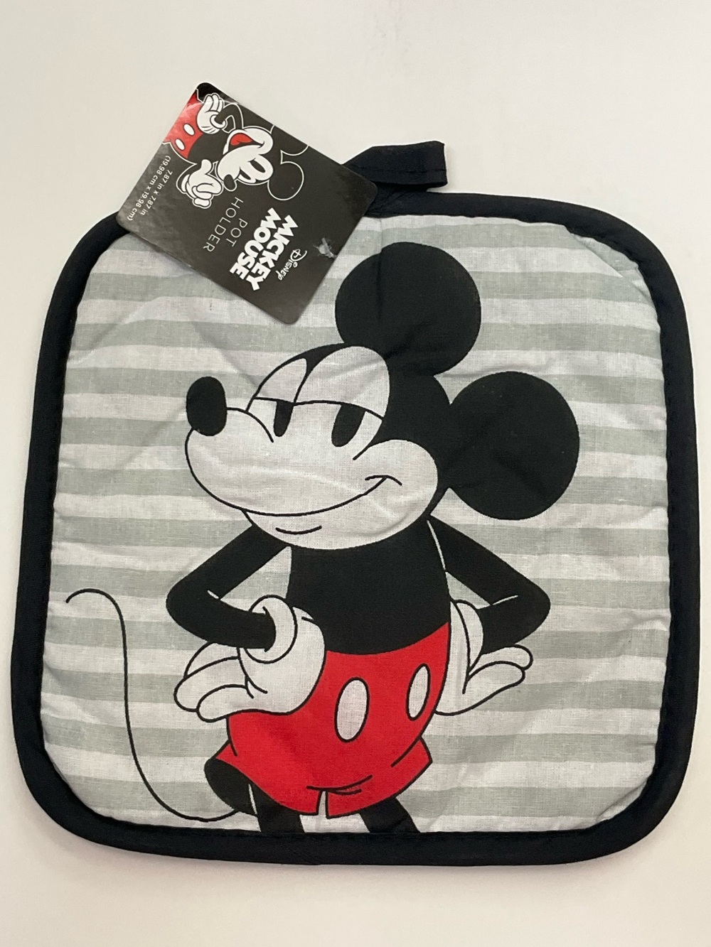 🌼4/$10🌼 NWT Disney Vintage Style Mickey Mouse Striped Pot Holder Black Gray Red